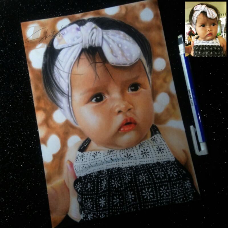 SKETSA WAJAH WARNA REALIS