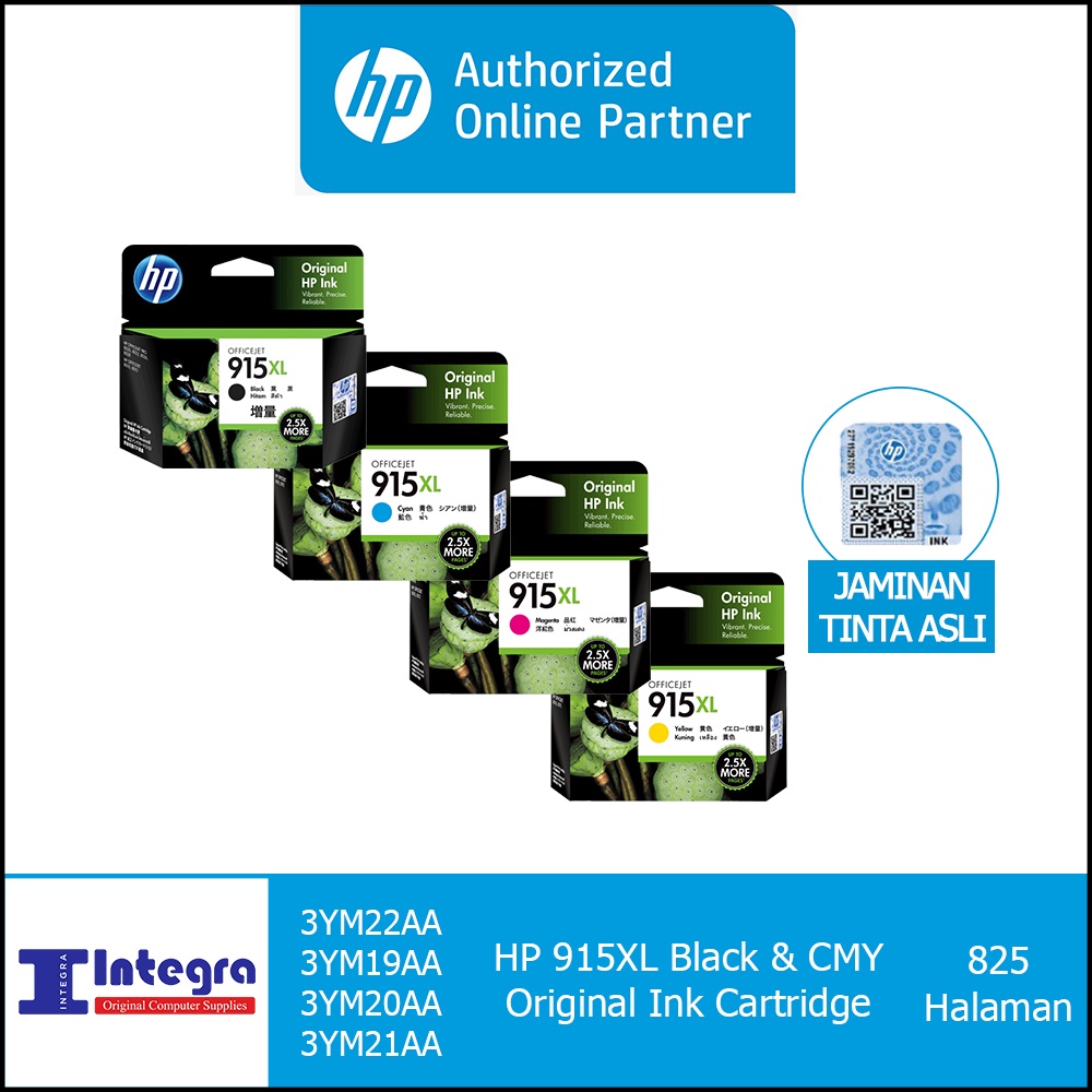 Tinta HP 1 Set 915 XL ( Bk , C , M ,Y ) Original Cartridge