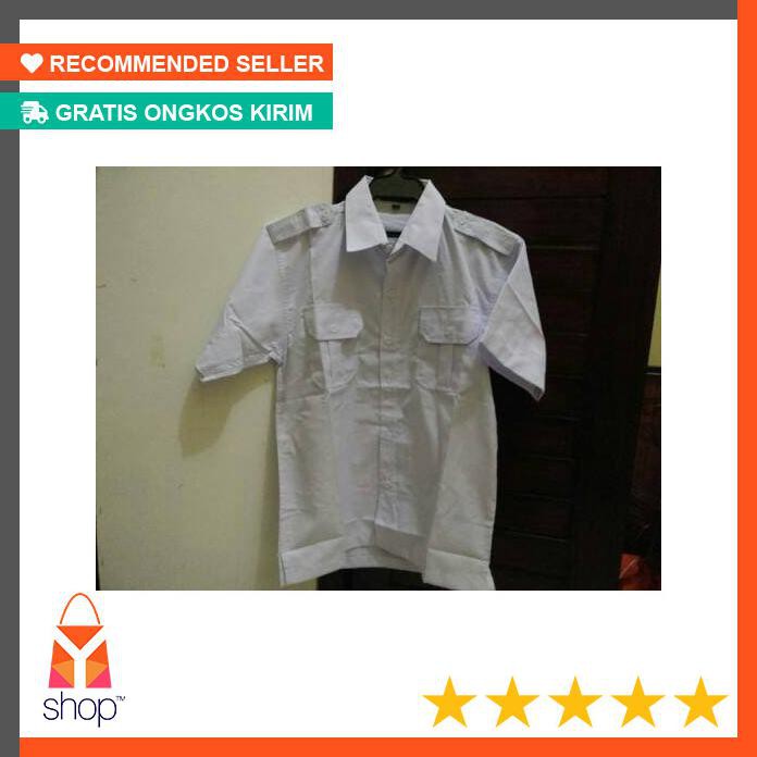 POPULER  kemeja putih PNS pria baju PDH cowok - Putih, S