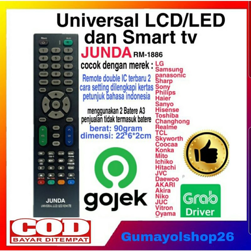 REMOT TV RM- L1886 UNIVERSAL UNTUK SEMUA TV LCD/LED