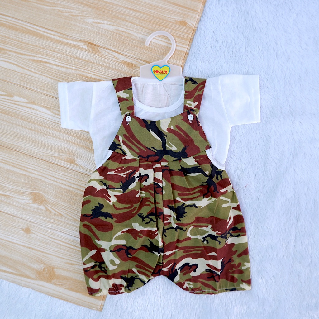 0-6 Bulan Stelan Baju Jumper Overal Army Loreng  Anak Bayi Perempuan / Laki Laki Setelan Fashion Baby Cewek-1