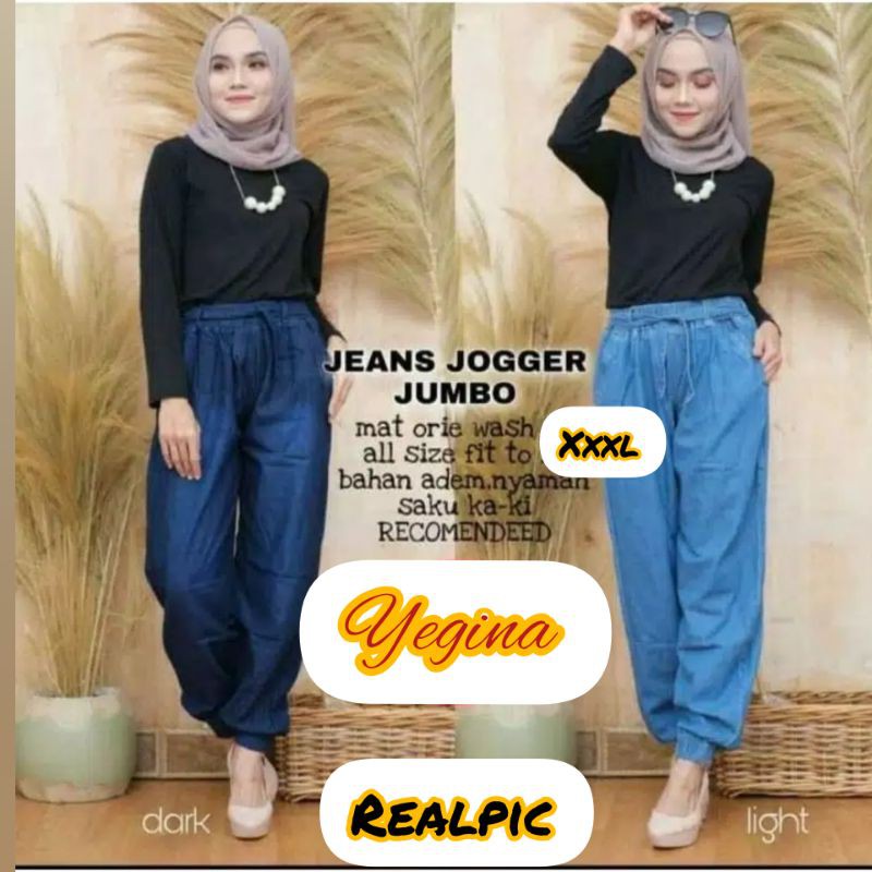 CELANA JOGER JEANS JUMBO STANDAR WANITA BISA COD