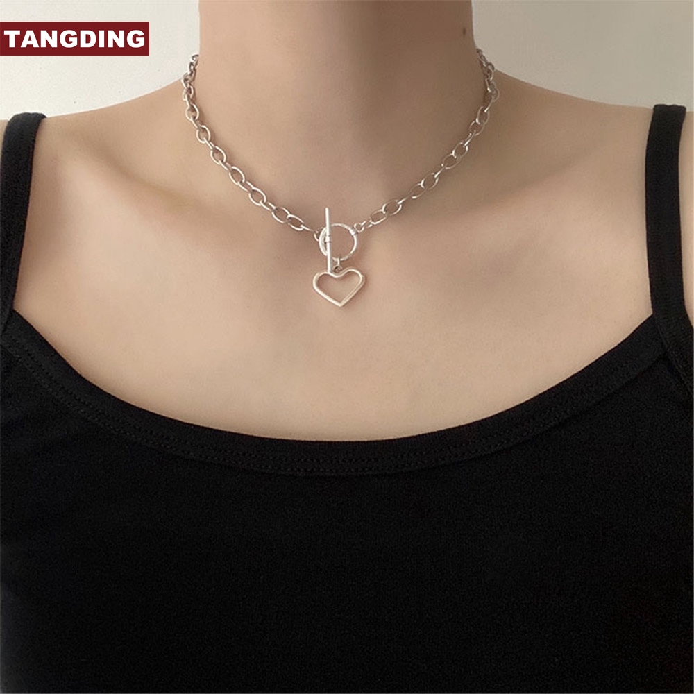 Kalung Rantai Bentuk Hati Model Hollow Out Gaya Korea Untuk Wanita