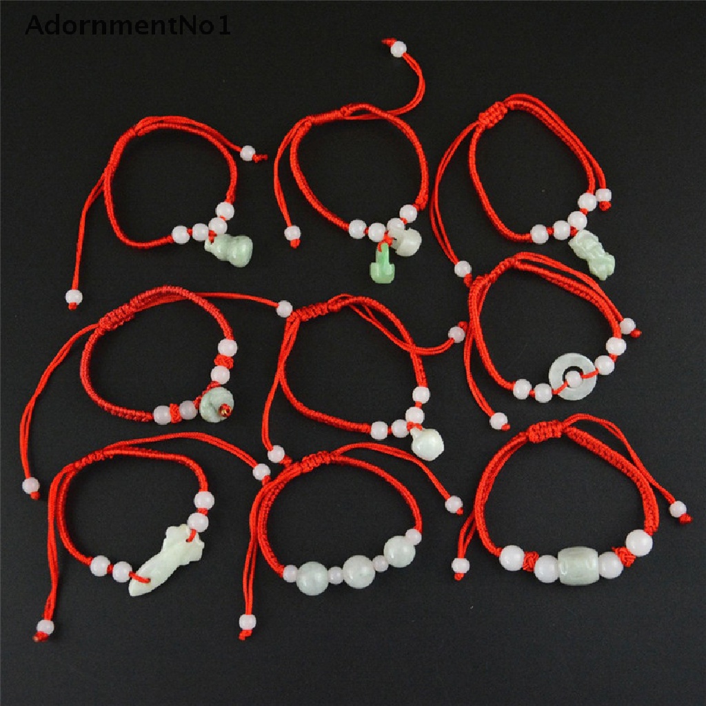 [AdornmentNo1] 1PC Jade Beads Red String Rope Bracelet Good Luck Lucky Success Moral Amulet Hot [new]