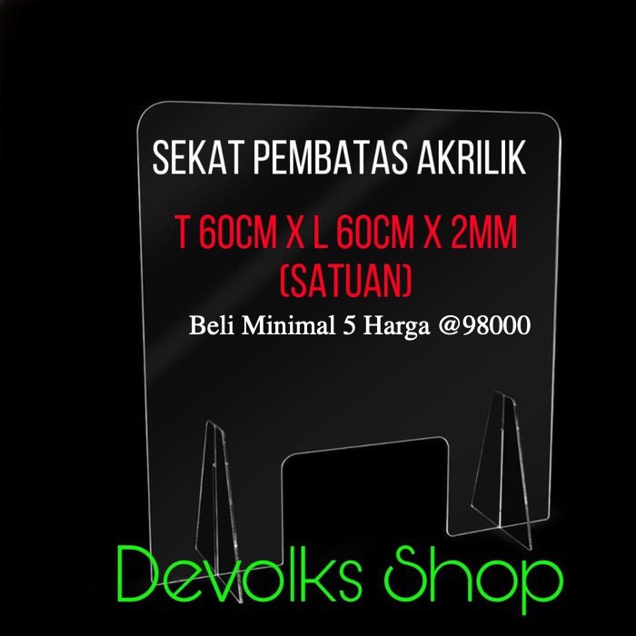 PARTISI / SEKAT / PEMBATAS MEJA AKRILIK TABLE DIVIDER KASIR UNIVERSAL 60x60x2mm