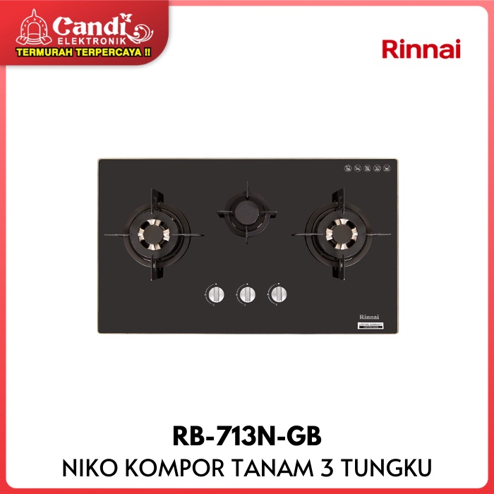 RINNAI Kompor Tanam 3 Tungku Schott Glass RB-713N-GB