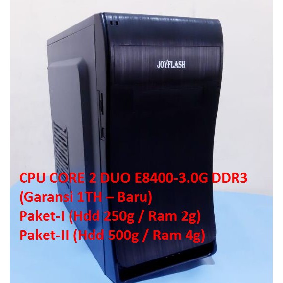 CPU KOMPUTER CORE 2 DUO E8400 3.3GHZ DDR3 SOCKET 775 RAM 4GB HDD 500GB, CPU RAKITAN CORE 2 DUO DDR3 CPU KOMPUTER MURAH CORE 2 DUO E8400