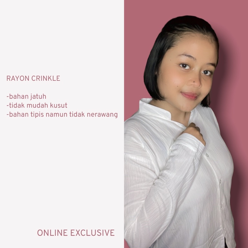 BLOUSE RAYON CRINKLE MODEL KERAH SHANGHAI WARNA MOCCA BEST SELLER ATASAN WANITA BAHAN CRINKL RAYONPREMIUM