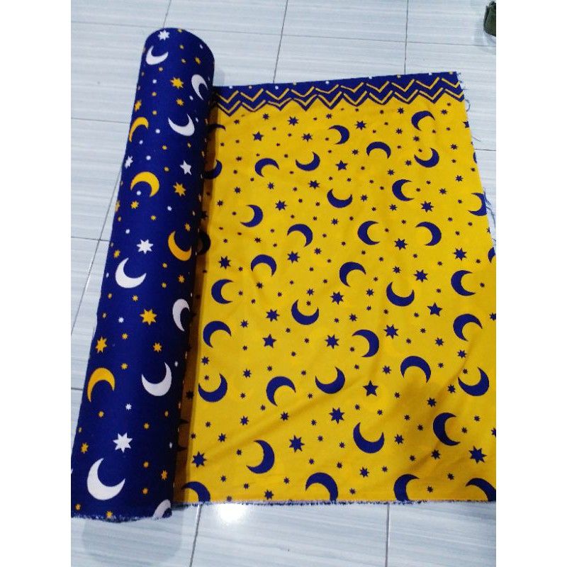 Kain Seprei Motif Bulan Bintang / Kain Katun Meteran / Kain Baju Tidur / Kain Hordeng