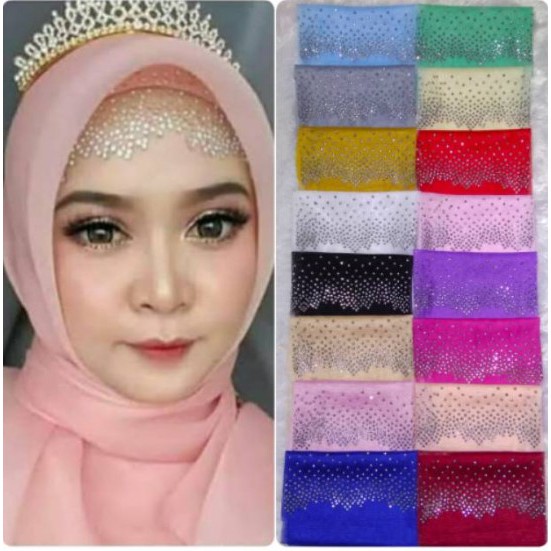 INNER HIJAB JILBAB DIAMOND BLINK BRUKAT PAYET TILE ZIGZAG PENGANTIN PESTA MODEL IKAT BKN CIPUT NINJA-4