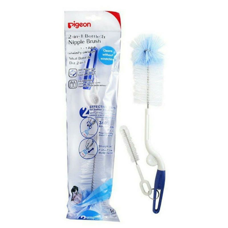 Pigeon 2in1 Bottle &amp; Nipple Brush (2 Ukuran)