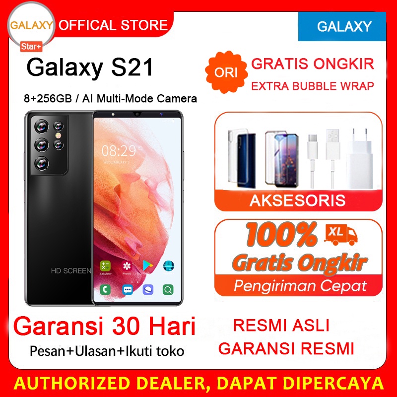 Galaxy HP S21 Ultra 5G Ponsel Baru Jaminan Kualitas RAM 8GB ROM 256GB Original Siswa Belajar Ponsel Dual Card Dual Standby Hand Phone Telepon Pintar Murah Dual Card SIM Smartphone 6.8Inci Android Ponsel Baru [COD] 3