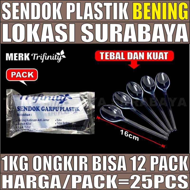 Sendok makan plastik Per pack 25pcs murah sendok panjang bening Plastik kuat es kepal milo Surabaya