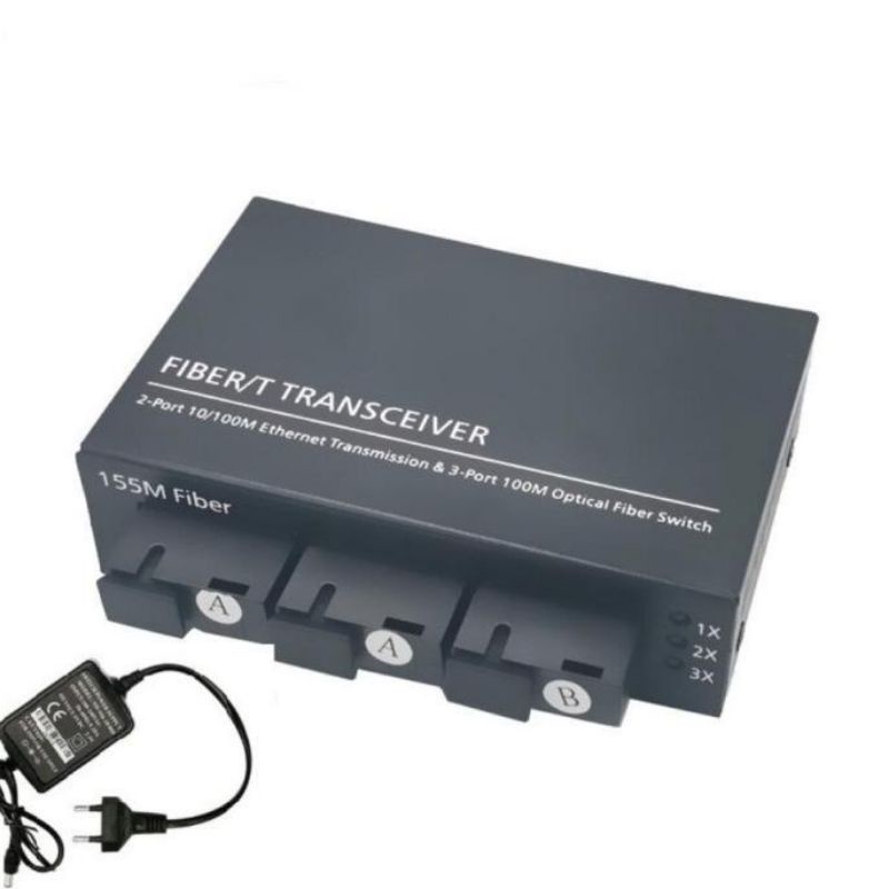 Media Converter Fiber Optic 3 FO 2 LAN / 3 Port FO 2 Port LAN / 3 SC 2 Rj45