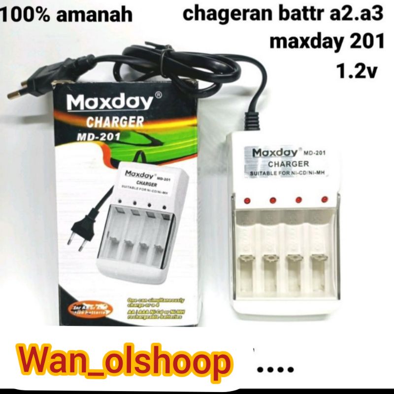 Alat charger batre a2 dan a3 4 slot maxday 201