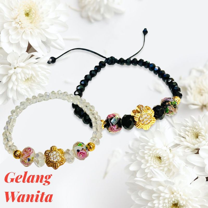 gelang tangan wanita//gelang kristal//perhiasan lapis emas