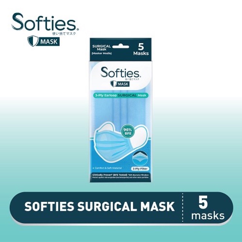 Masker Softies Surgical Mask 3ply - 5 mask