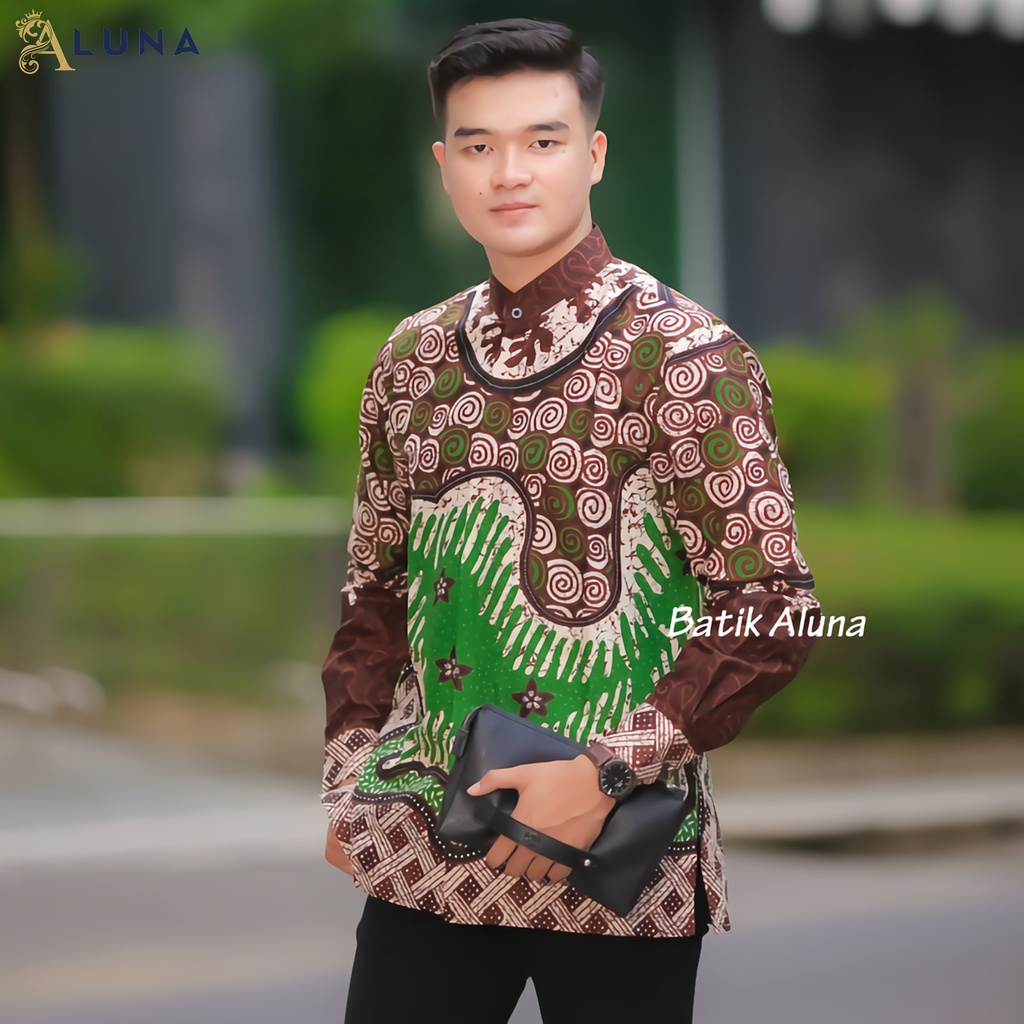 Baju Koko Kurta Pakistan Pria Dewasa Motif Batik Aluna Baju Muslim Lengan Panjang Terbaru Good Quality Katun Premium MBA 006