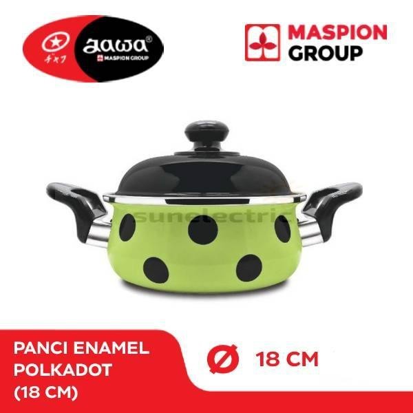 MASPION Panci Enamel Motif Bugs Decal Polkadot Porcelain 18 cm + Tutup