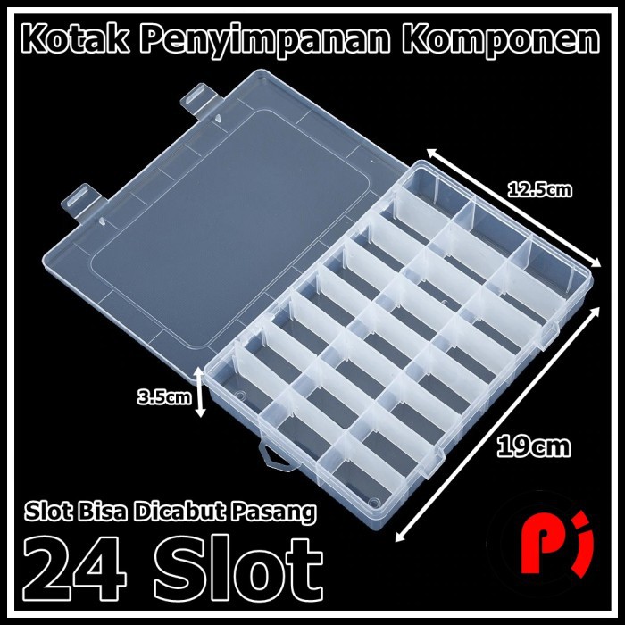 Kotak Penyimpanan Komponen Sparepart Adjustable DIY Grid Box 24 Slot