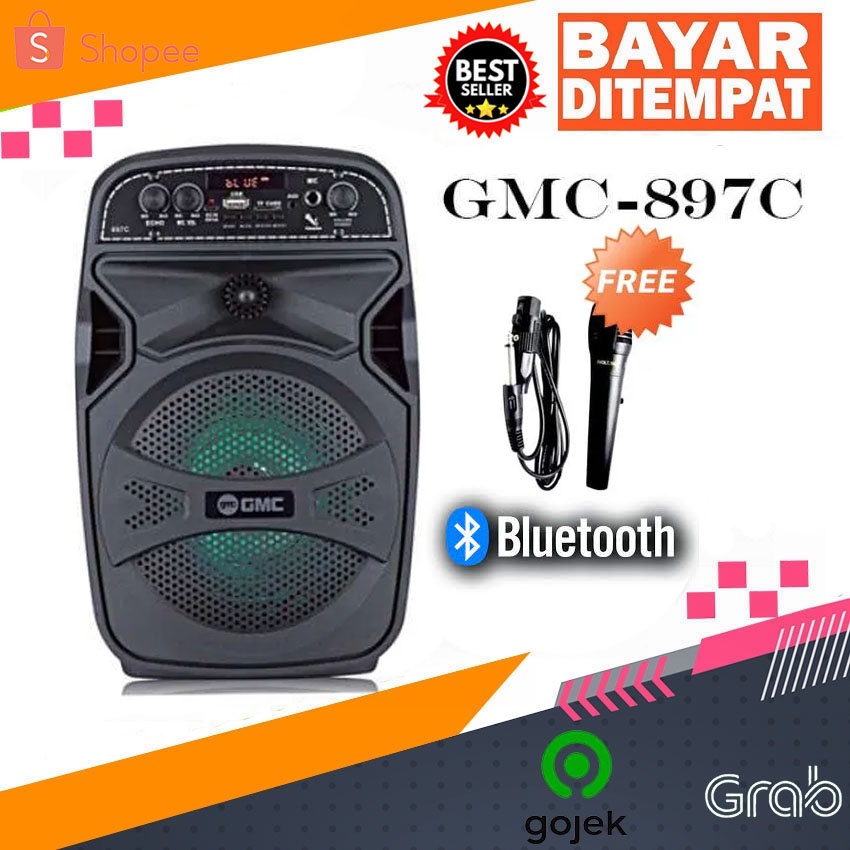 Speaker Bluetooth GMC 897C Karaoke Free Mic Kabel