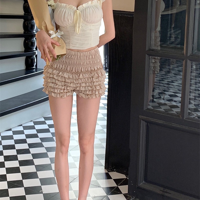 Suhao Sansanjia ---- Kualitas renda jahitan atas + gadis musim panas hanya perlu setelan celana pendek renda semua pertandingan