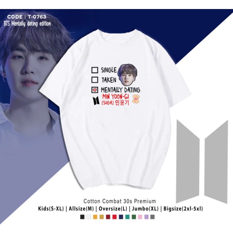 KAOS BTS MENTALLY DATING JUNGKOOK/TAEHYUNG/JIMIN/RM/JHOPE/SUGA/JIN OVERSIZE UNISEX