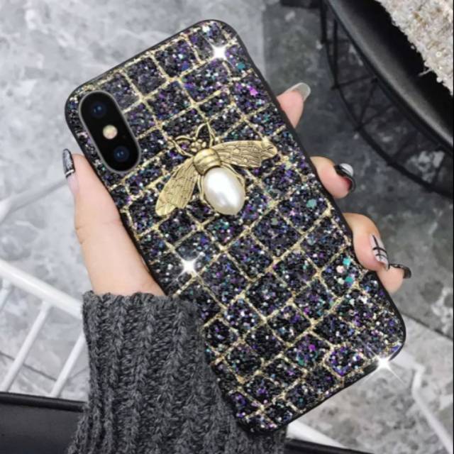 CASE VIVO V5 / V5S / V7 / V7 PLUS BEE GLITTER BLUE