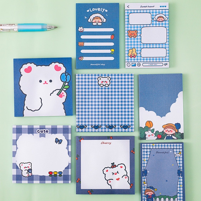 Cute Bear Sticky Note Notepad Dapat Merobek dan Menempel Stiker Pesan Kertas Catatan untuk Siswa