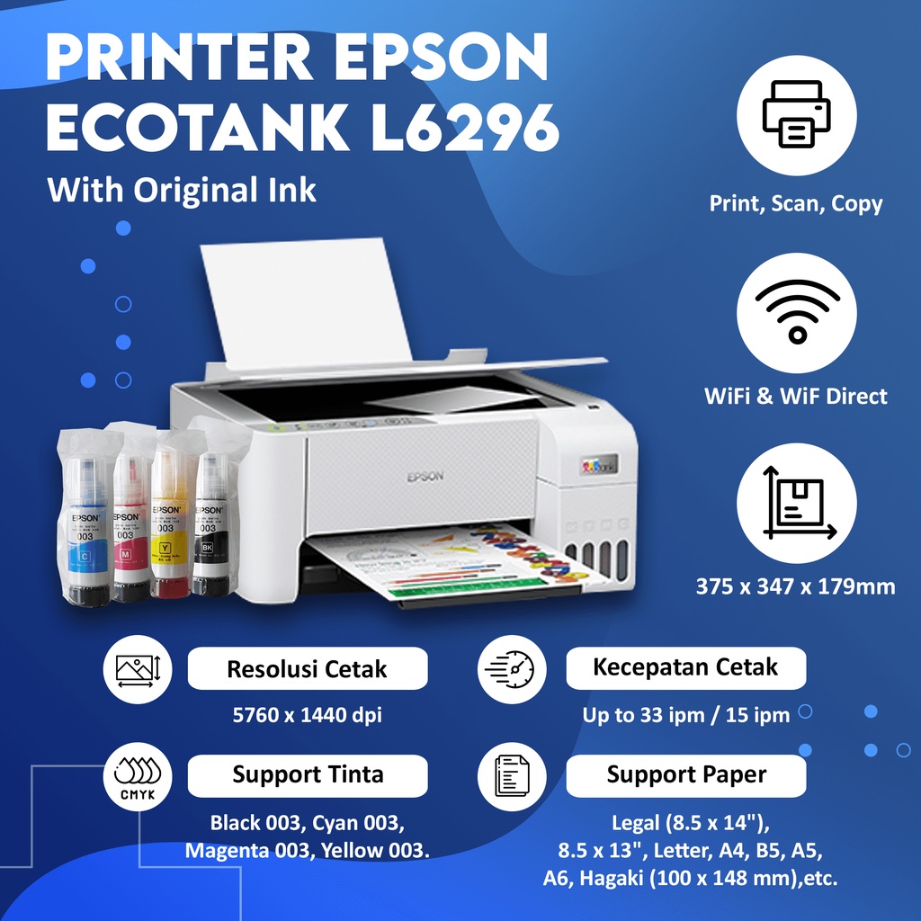 Printer Epson L3250 Black / L3256 White WiFi All in One Printer Wireless L-3250 L-3256 Print Scan Copy Pengganti L3150 Borderless printing up to 4R