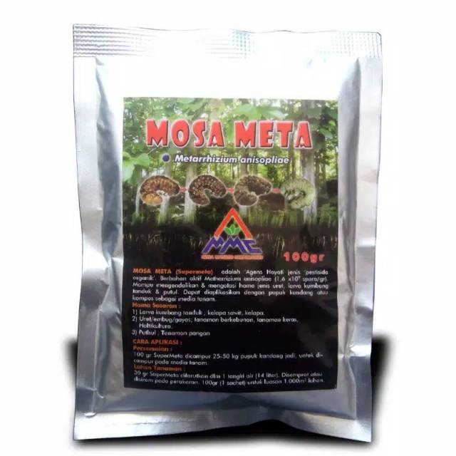 Obat Basmi Uret Puthul Larva Kumbang Tanduk Ulat Tanah Ulat Sawit Hayati Mosa Super Meta MT 100Gram