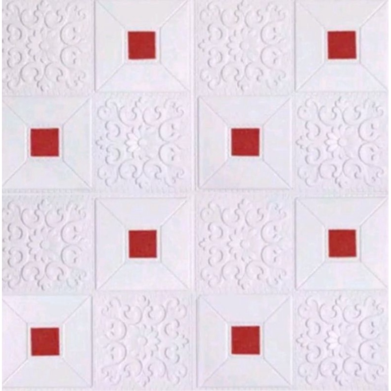 WALLPAPER 3D MOTIF BATIK CLASIC 70X70CM TEBAL 3MM-BATIK + STIKER MERAH