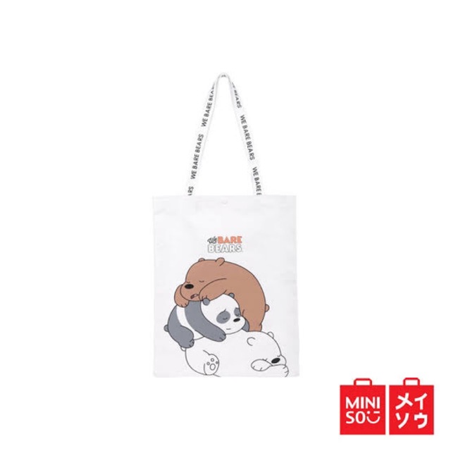 [PRELOVED] MINISO We Bare Bears Sleeping Shopping Tote Bag Putih