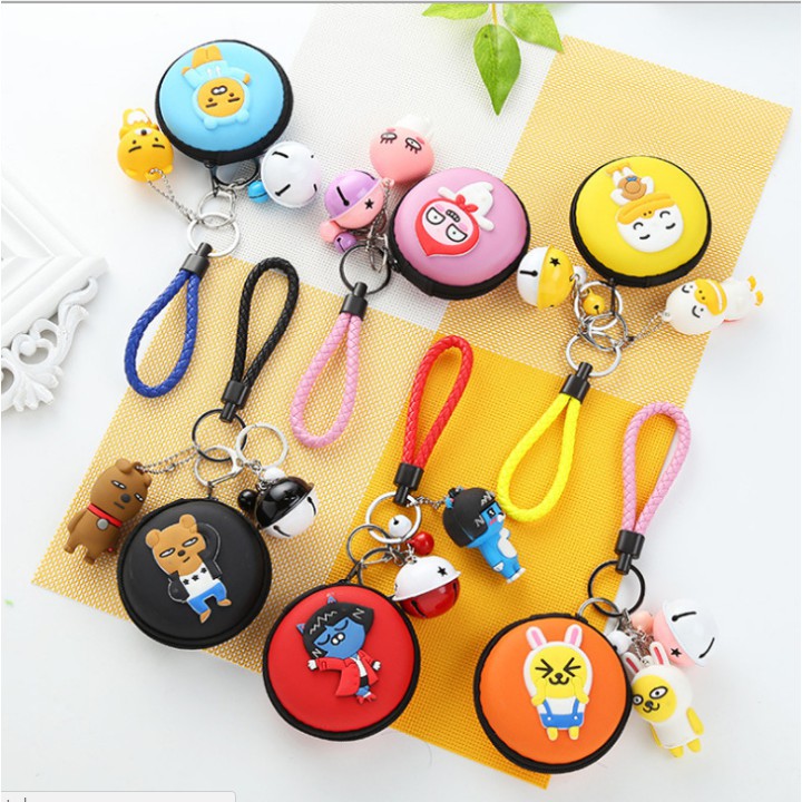 KOTAK EARPHONE KAKAO FRIENDS / Tempat earphone headset dengan Gantungan Kunci Lucu KAKAO FRIENDS