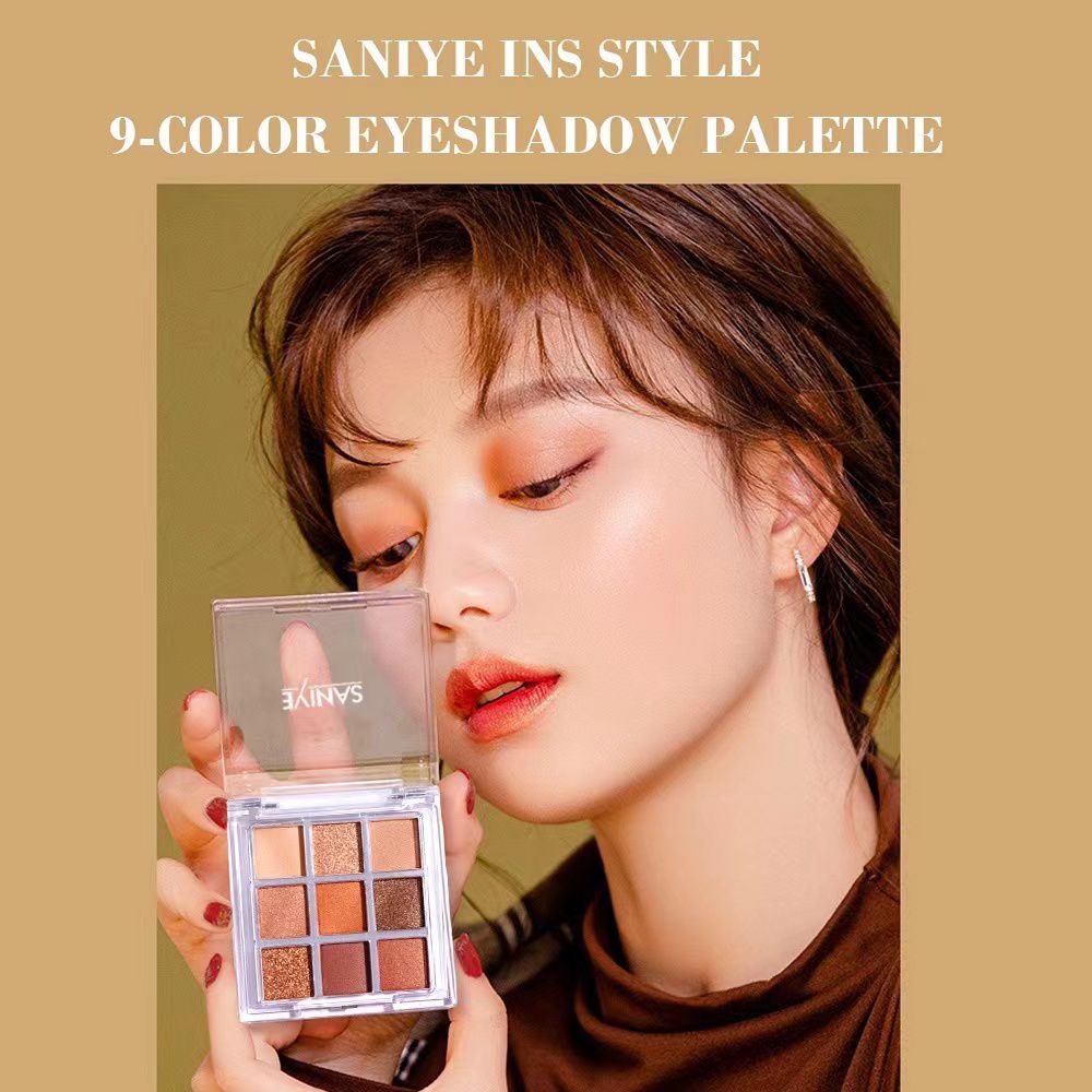 SANIYE E0925 Eyeshadow Palette Waterproof Glitter Pigment 9 Colors ORIGINAL