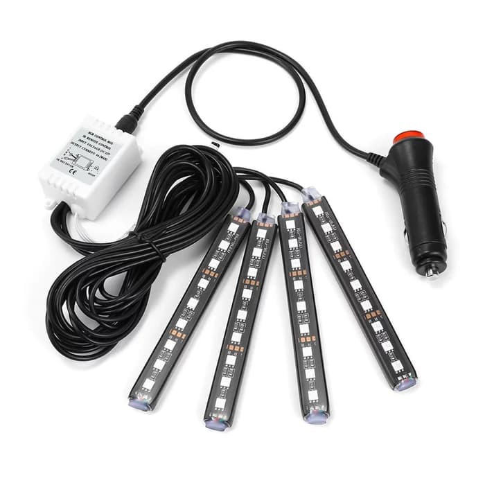 4Pcs Lampu Led Kolong Mobil Rgb Plafon Interior Strip Drl Warna Remote