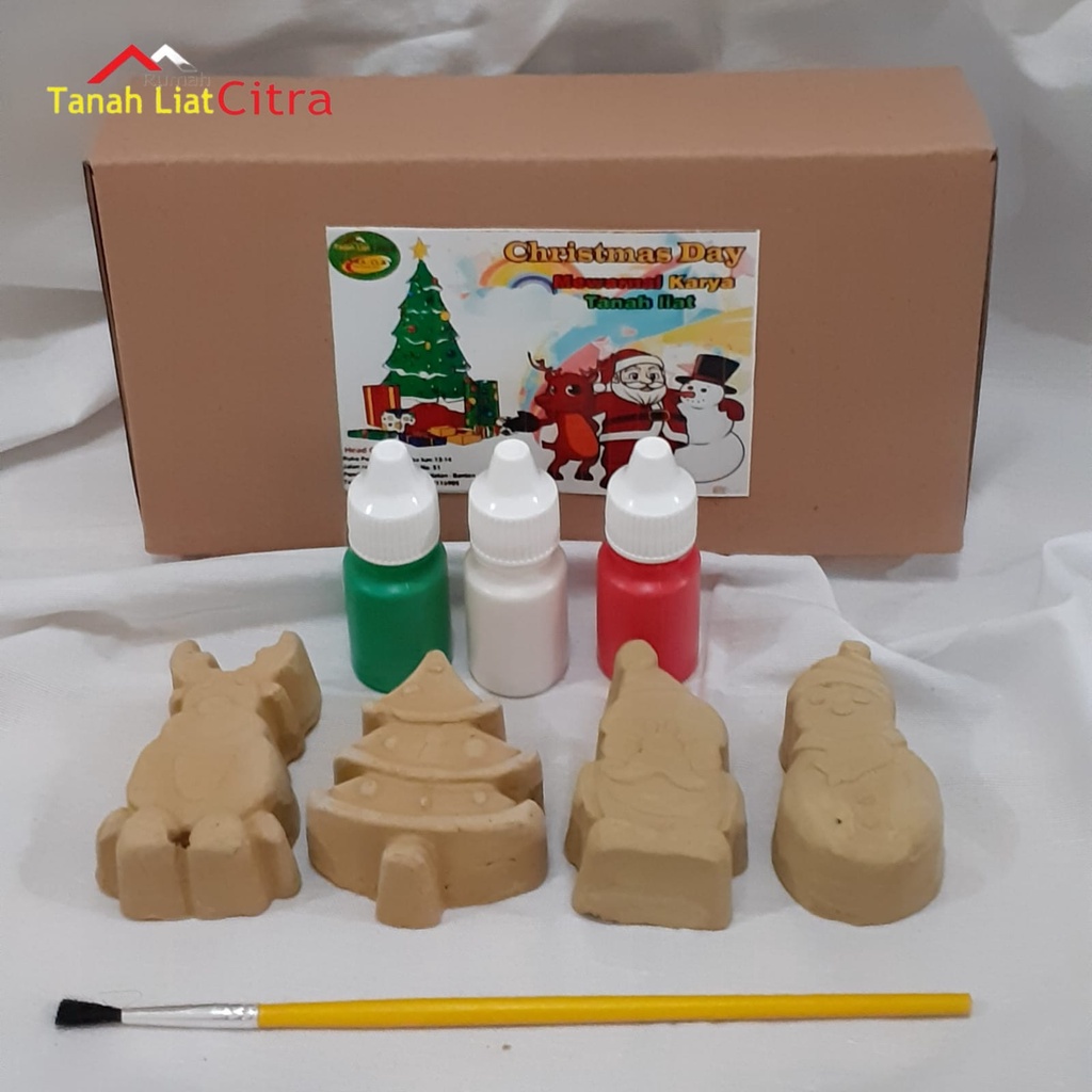 Mewarnai Tanah Liat Paket Mewarnai Figur Tanah Liat Natal, Aktivitas Edukasi Anak, Set 4 Figur denga