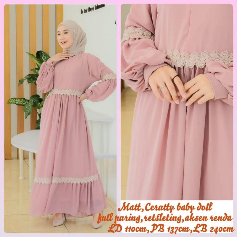 READY GAMIS JUMBO CERUTY RENDA DUA LENGAN BALON PREMIUM// GAMIS CERUTY JUMBO RENDA//LENGAN BALON//BUSUI//GAMIS RENDA ARAB//GAMIS DOUBLE PURING