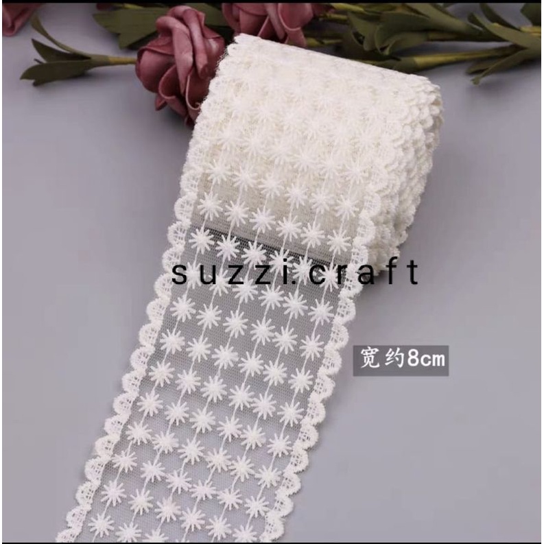 renda gyper bunga lebar harga peryard