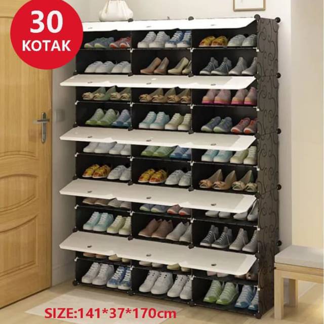 Rak Sepatu Plastik Rak buku tas 30 Pintu / Susun / Kotak