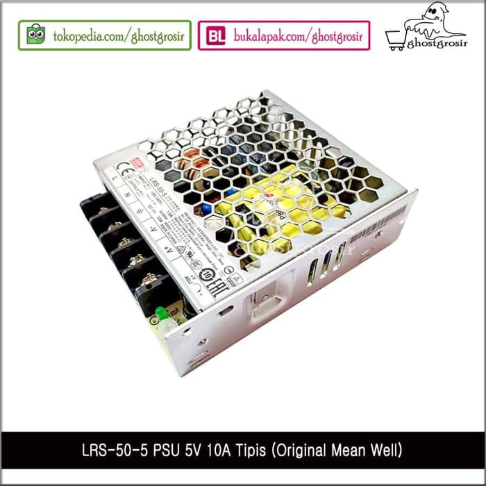 LRS-50-5 PSU 5V 10A Tipis (Original Mean Well)
