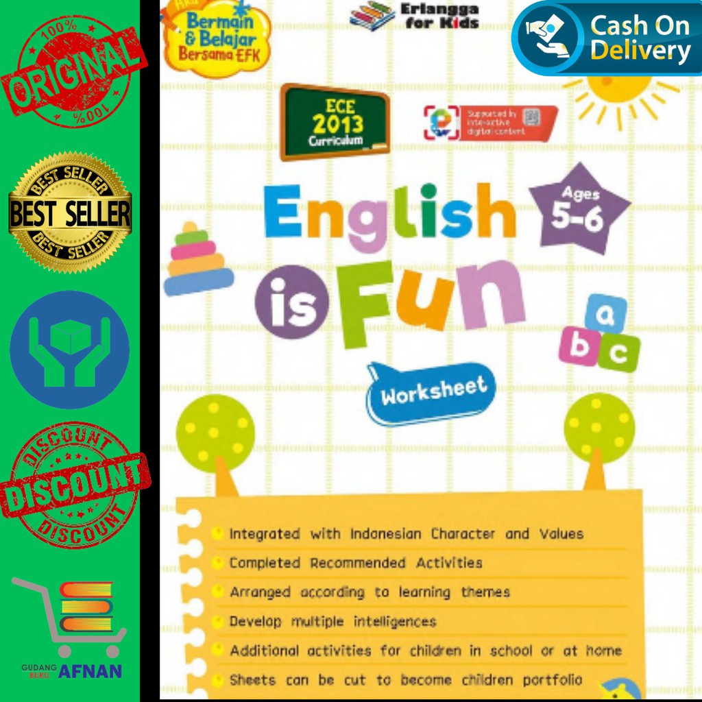 BUKU ANAK - BUKU PAUD - BUKU ANAK TK - ENGLISH IS FUN AGES 5-6 TH - ORIGINAL - ERLANGGA