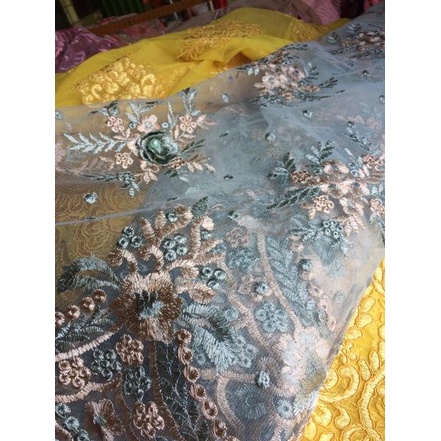 Kain tulle 3d ceplok bordir/kain kebaya/gaun pengantin - KTP.15Jl22ѕ