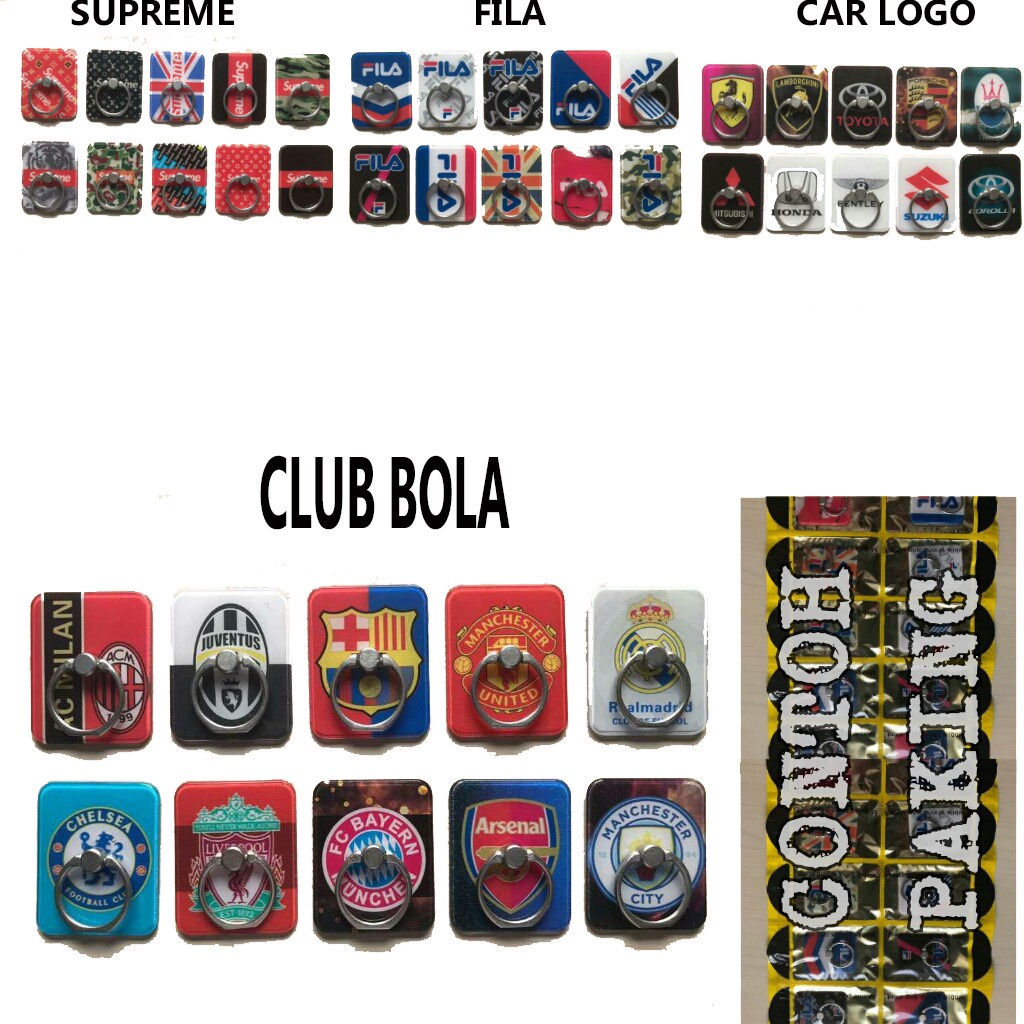 Ring Stand 1 Papan isi 10PCS Ring Besi Logo Team Bola Fila Supreme Car logo TERMURAH