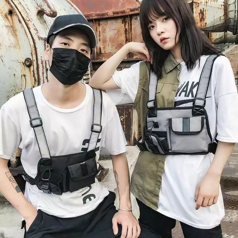 Fashion Hip Hop Unisex Selempang Tas Dada Bahu Untuk Pria/Wanita Kasual Oxford Rompi Pinggang