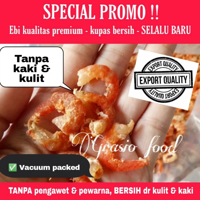 

Ebi udang kering merah tanpa kulit Grade A 250 gr - ebi utuh 100gr