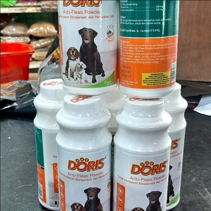 Bedak doris Anti kutu flea tick perawatan anjing kucing 100 gr kalbe