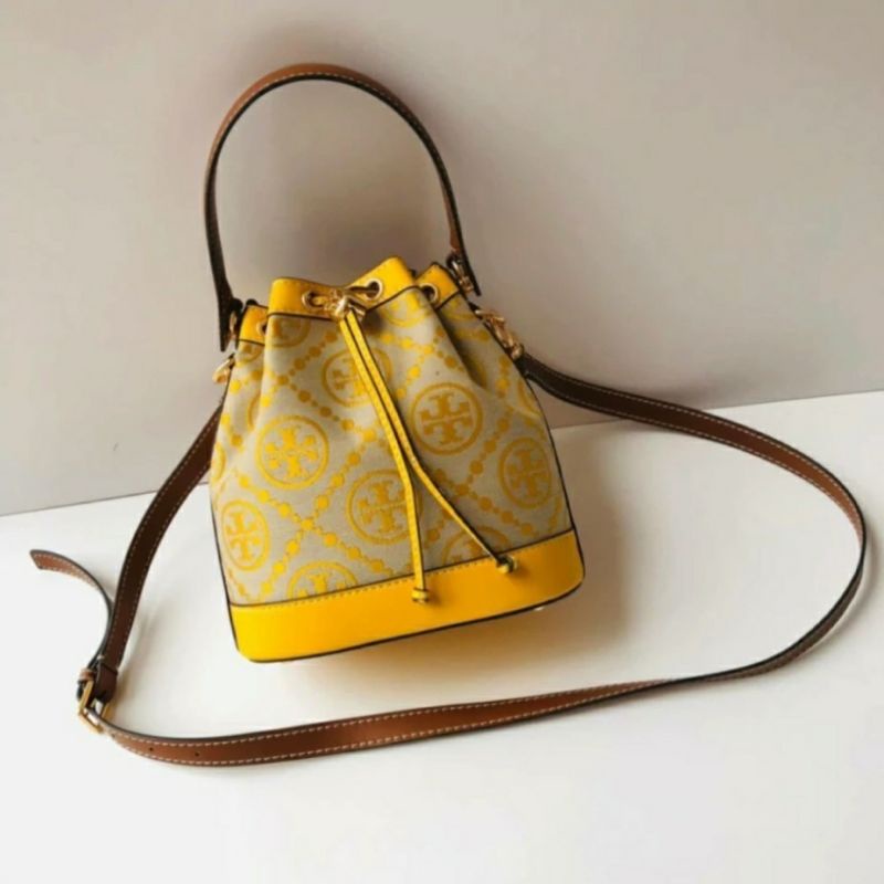 TB T Monogram bucket bag yellow