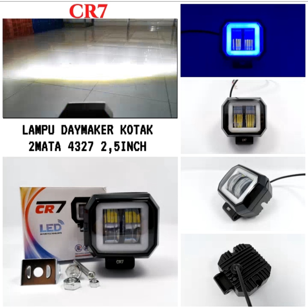 Lampu Mini Daymaker 2 LED Cree Kotak Ring Angel Eyes Lampu Tembak Foglamp ORI CR7