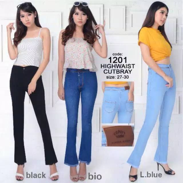 Highwaist CUTBRAY Tebal POLOS Cutbrai Hw Jeans Wanita